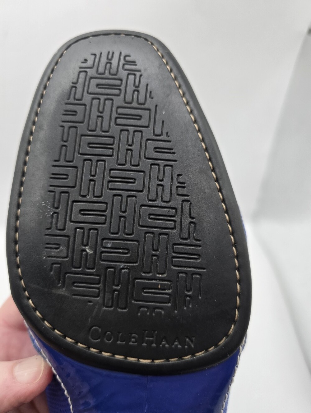 Vtg Cole Haan Royal Blue Lizard Embossed Leather Slide Shoes. Ladies 7B - Picture 9 of 13